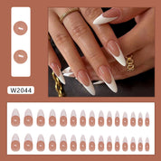N-309 - Coffee Latte  - Print Press On Nail Set Of 24 - Free 24 Pcs Sticker Sheet Included