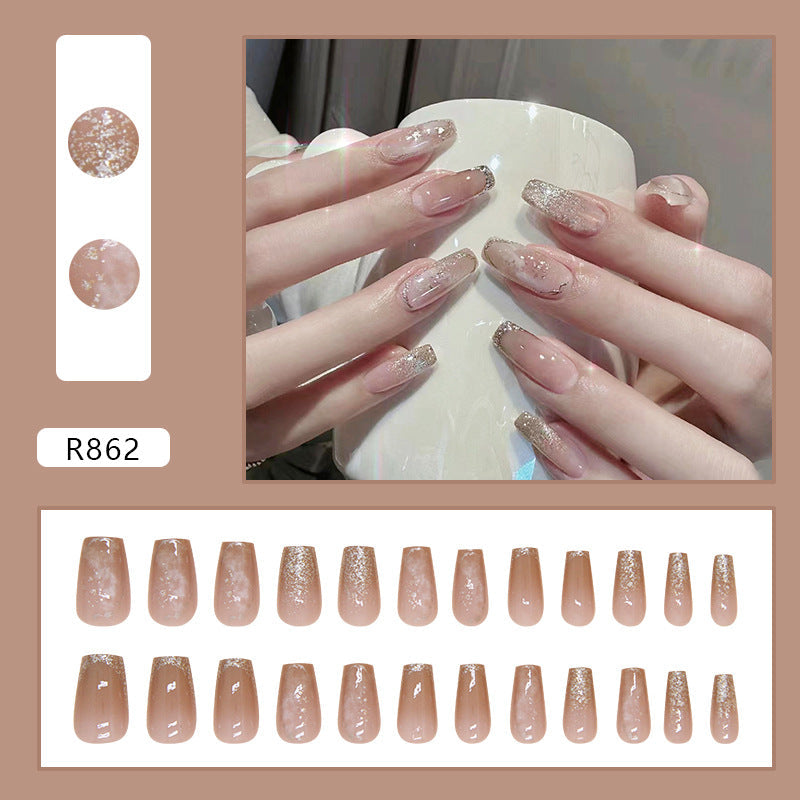N-170 - Silver Foil Shiny - Press On Nail Set Of 24 - Free 24 Pcs Sticker Sheet Included