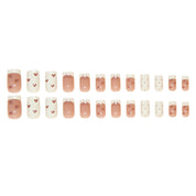 N-178 - Heart & Bows - Press On Nail Set Of 24 - Free 24 Pcs Sticker Sheet Included