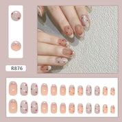 N-367 - Red Bow & Stars   - Print Press On Nail Set Of 24 - Free 24 Pcs Sticker Sheet Included