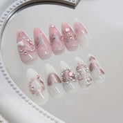 N-276 - Sweet Bow - Press On Nail Set Of 24 - Free 24 Pcs Sticker Sheet Included