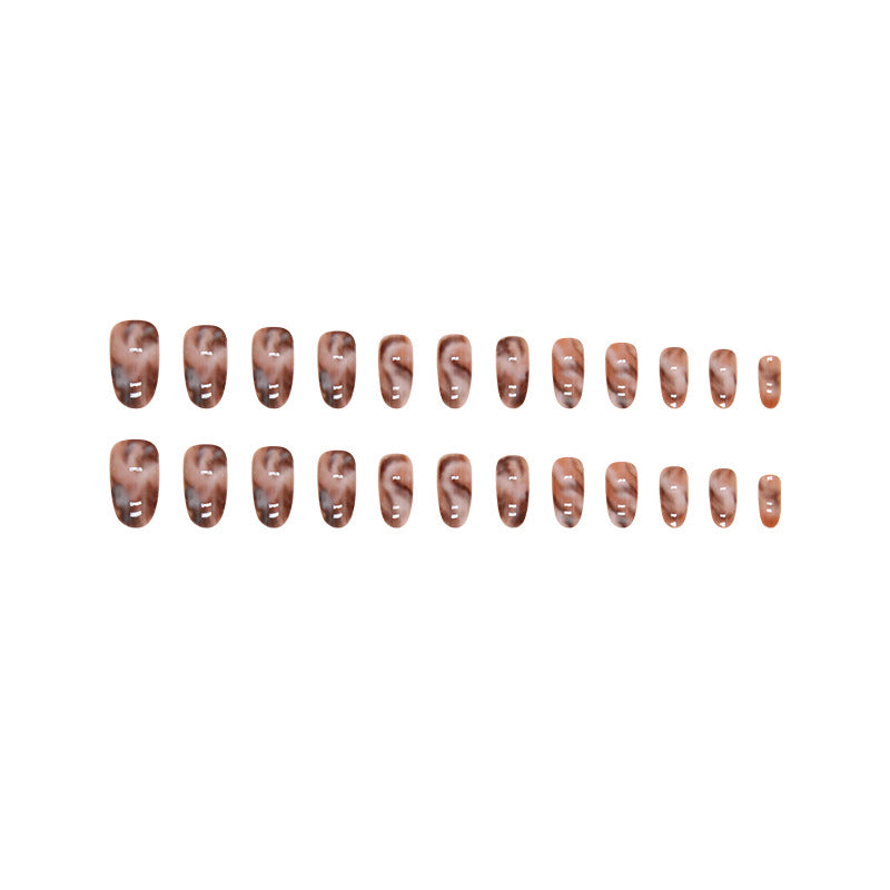 N-306- Marbled Mix  - Press On Nail Set Of 24 - Free 24 Pcs Sticker Sheet Included
