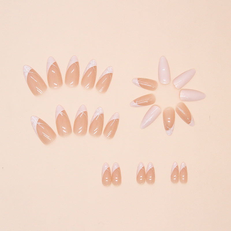 N-289 - Fancy Foiled - Press On Nail Set Of 24 - Free 24 Pcs Sticker Sheet Included