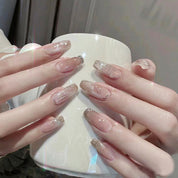 N-170 - Silver Foil Shiny - Press On Nail Set Of 24 - Free 24 Pcs Sticker Sheet Included