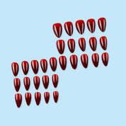 N-318 - Dark Maroon - Press On Nail Set Of 24 - Free 24 Pcs Sticker Sheet Included