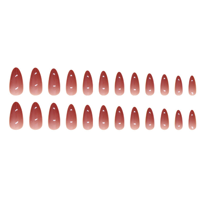 N-295 - Dark Red Smudged  - Print Press On Nail Set Of 24 - Free 24 Pcs Sticker Sheet Included