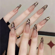 N-267 - Leopard Print Shiny - Press On Nail Set Of 24 - Free 24 Pcs Sticker Sheet Included