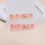 N-291 - Sparkle Butterfly Pink - Press On Nail Set Of 24 - Free 24 Pcs Sticker Sheet Included