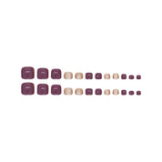N-251 - Gold Glitter & Purple - Toenail Set Of 24- Free 24 Pcs Sticker Sheet Included