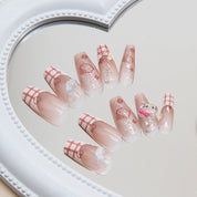 N-155 - Hello Kitty Pink - Press On Nail Set Of 24 - Free 24 Pcs Sticker Sheet Included