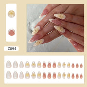 N-298 - Flowers & Pastel Colors  - Press On Nail Set Of 24 - Free 24 Pcs Sticker Sheet Included