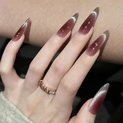 N-257 - Blush Red - Press On Nail Set Of 24 - Free 24 Pcs Sticker Sheet Included