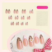 N-209 - Flower & Cheetah Print  - Press On Nail Set Of 24 - Free Nail Kit Included