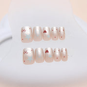 N-186 - Bow & Stars  - Press On Nail Set Of 24 - Free 24 Pcs Sticker Sheet Included