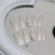 N-182 - Crystals Sparkles - Press On Nail Set Of 24 - Free 24 Pcs Sticker Sheet Included