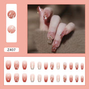 N-169 - Crystal Foil Double Shade - Press On Nail Set Of 24 - Free 24 Pcs Sticker Sheet Included