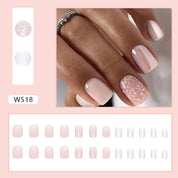 N-294 - Flash Pink - Print Press On Nail Set Of 24 - Free 24 Pcs Sticker Sheet Included