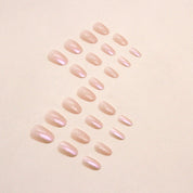 N-288 - Peachy Glitter - Press On Nail Set Of 24 - Free 24 Pcs Sticker Sheet Included
