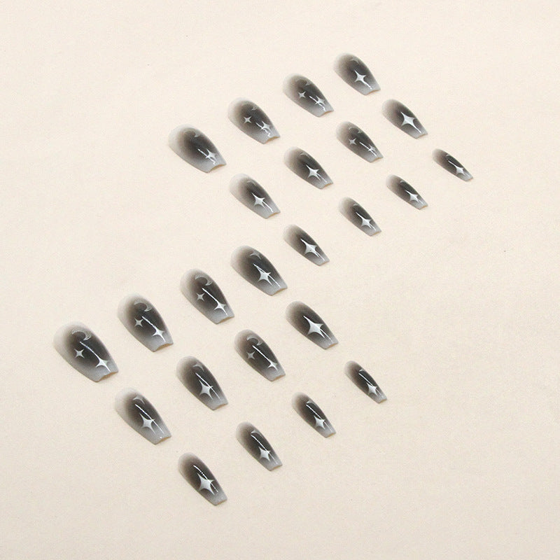 N-121 - Sparkle Star & Moon Night   - Press On Nail Set Of 24 - Free 24 Pcs Sticker Sheet Included