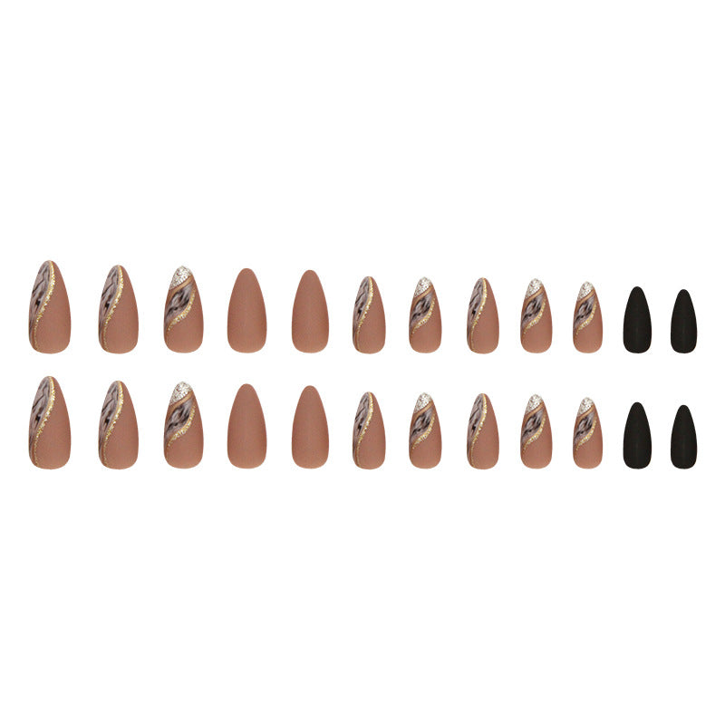 N-256 - Fancy Foiled - Press On Nail Set Of 24 - Free 24 Pcs Sticker Sheet Included