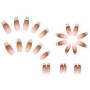 N-284 -  French Simple - Press On Nail Set Of 24 - Free 24 Pcs Sticker Sheet Included