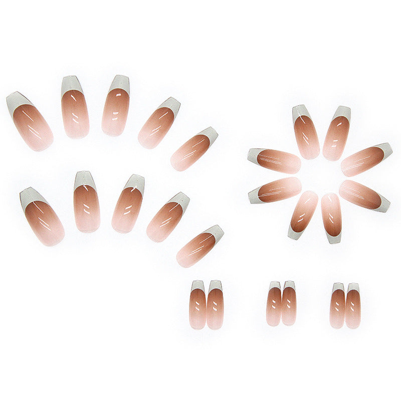 N-284 -  French Simple - Press On Nail Set Of 24 - Free 24 Pcs Sticker Sheet Included