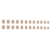 N-297 -  light coffee square nail   - Print Press On Nail Set Of 24 - Free 24 Pcs Sticker Sheet Included