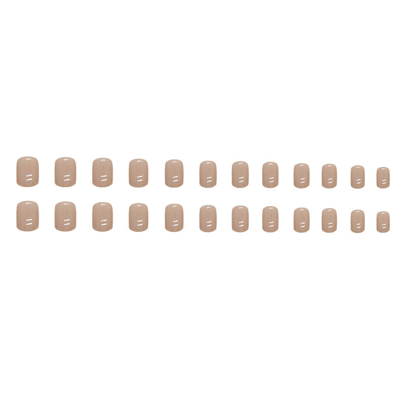 N-297 -  light coffee square nail   - Print Press On Nail Set Of 24 - Free 24 Pcs Sticker Sheet Included