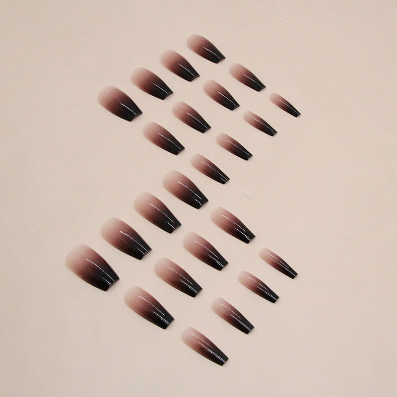 N-177 - Black & Morandi Pink - Press On Nail Set Of 24 - Free 24 Pcs Sticker Sheet Included