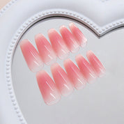 N-161 - Pink Long   - Press On Nail Set Of 24 - Free 24 Pcs Sticker Sheet Included