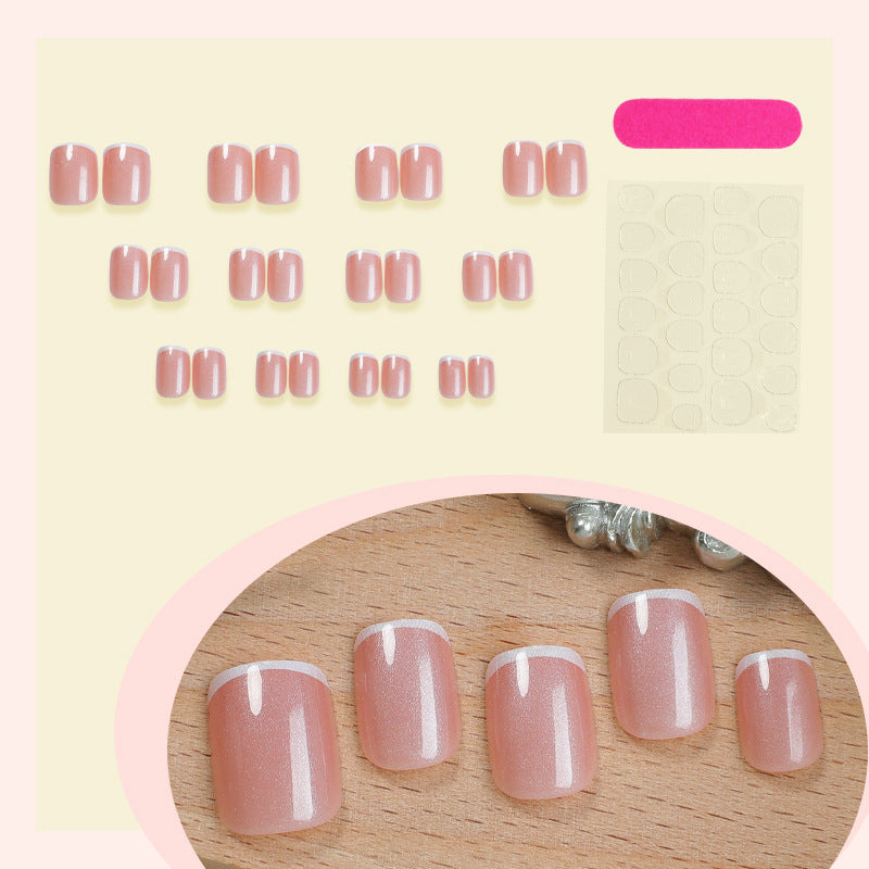 N-342 - Pink & White - Press On Nail Set Of 24 - Free Nail Kit Included