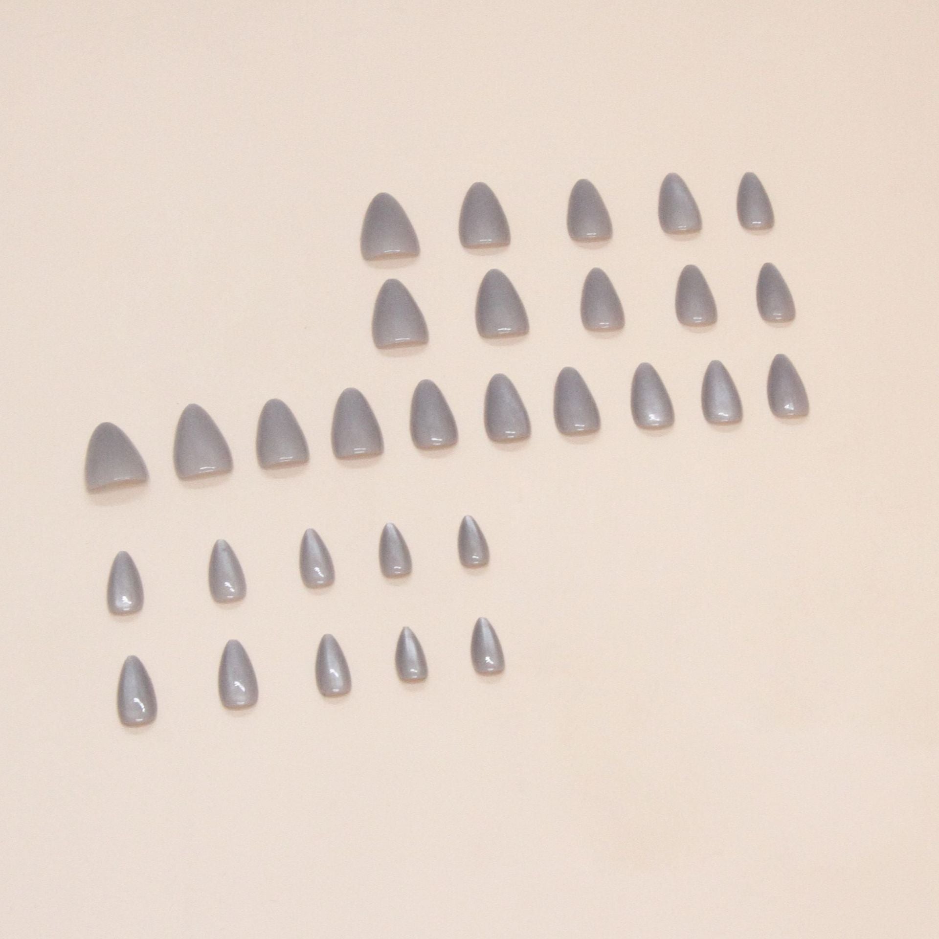 N-269 - Titanium Grey Shiny - Press On Nail Set Of 24 - Free 24 Pcs Sticker Sheet Included