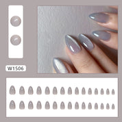 N-269 - Titanium Grey Shiny - Press On Nail Set Of 24 - Free 24 Pcs Sticker Sheet Included