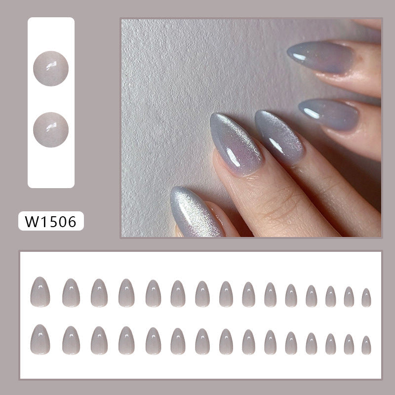 N-269 - Titanium Grey Shiny - Press On Nail Set Of 24 - Free 24 Pcs Sticker Sheet Included