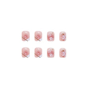 N-179 - Sakura Flowers - Press On Nail Set Of 24 - Free 24 Pcs Sticker Sheet Included