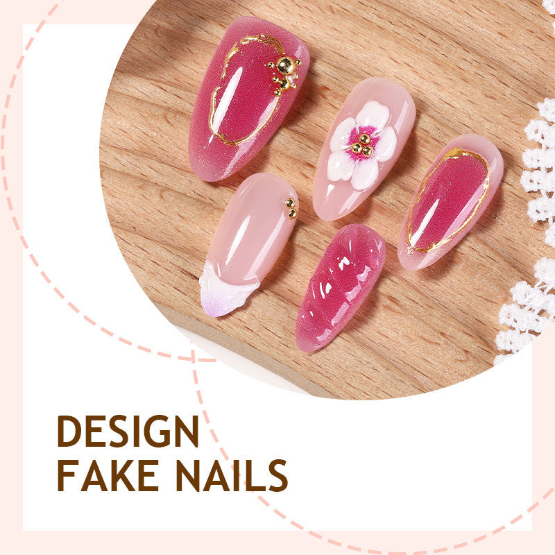 N-339 - Sakura Flower  Pink  - Press On Nail Set Of 24 - Free Nail Kit Included