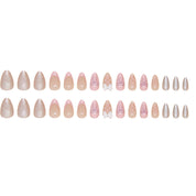 N-258 - Pastel Pink Bow - Press On Nail Set Of 24 - Free 24 Pcs Sticker Sheet Included