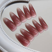 N-257 - Blush Red - Press On Nail Set Of 24 - Free 24 Pcs Sticker Sheet Included