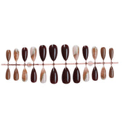 N-217 - Marbled Foiled & Dark Colors  - Press On Nail Set Of 24 - Free Nail Kit Included