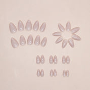 N-308 - Solid  Pink - Press On Nail Set Of 24 - Free 24 Pcs Sticker Sheet Included
