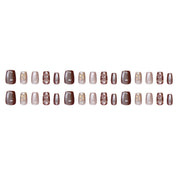 N-247 - Chestnut Latte - Press On Nail Set Of 24 - Free 24 Pcs Sticker Sheet Included