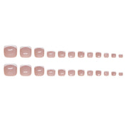 N-286 - Simple French - Toenail Set Of 24- Free 24 Pcs Sticker Sheet Included