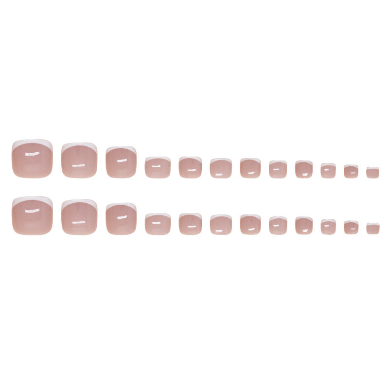 N-286 - Simple French - Toenail Set Of 24- Free 24 Pcs Sticker Sheet Included