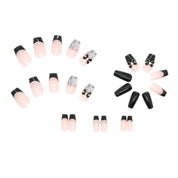 N-190 -  Bow & Pearl Fancy - Press On Nail Set Of 24 - Free 24 Pcs Sticker Sheet Included