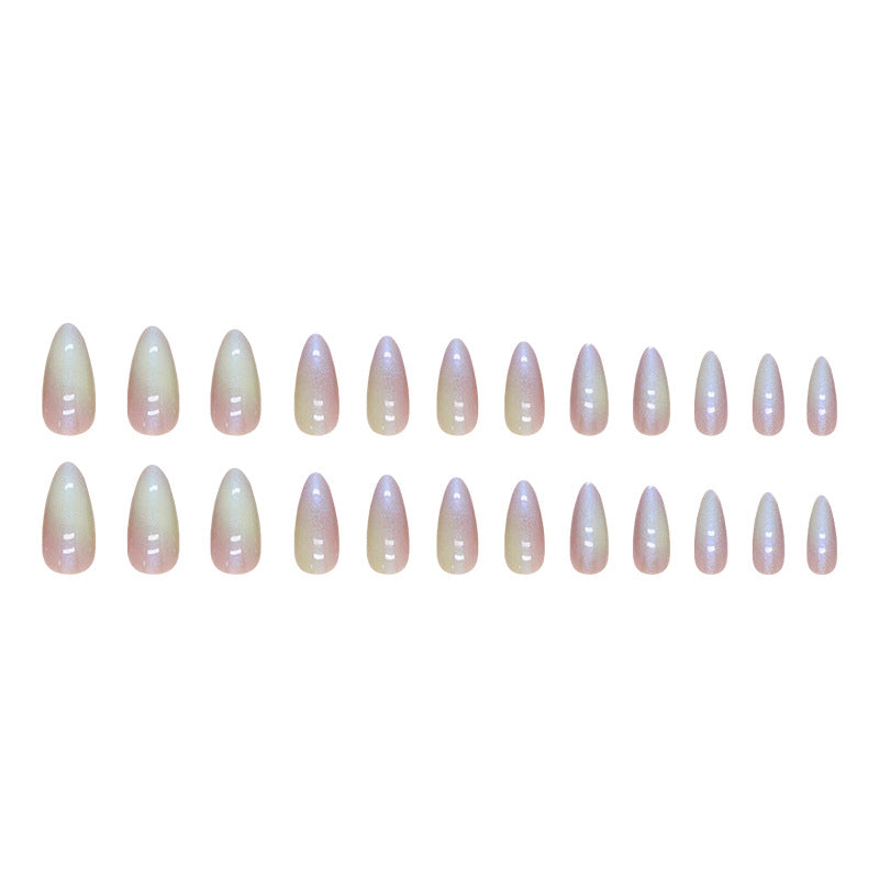 N-101 - Pink & Yellow Trendy - Press On Nail Set Of 24 - Free 24 Pcs Sticker Sheet Included