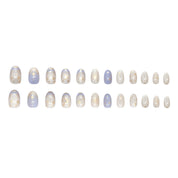 N-224 - Gold Moon  & Star - Press On Nail Set Of 24 - Free 24 Pcs Sticker Sheet Included
