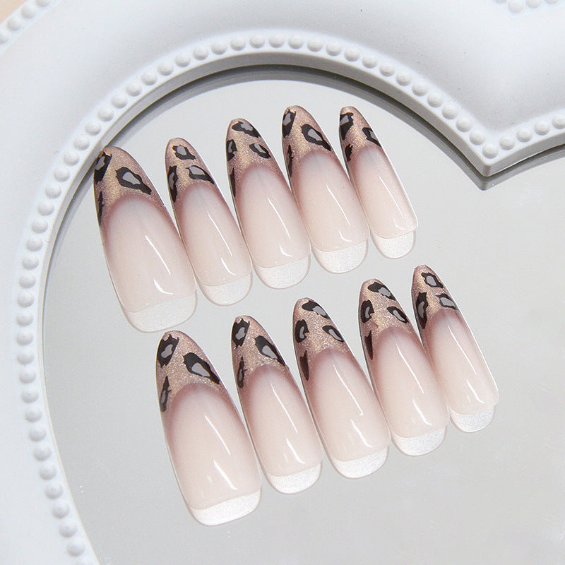 N-267 - Leopard Print Shiny - Press On Nail Set Of 24 - Free 24 Pcs Sticker Sheet Included
