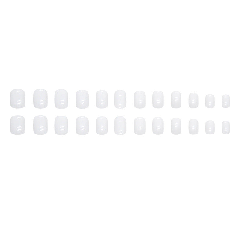 N-285 -  White Square - Press On Nail Set Of 24 - Free 24 Pcs Sticker Sheet Included