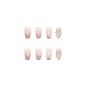 N-152 - Pink Sparkle Butterfly  - Press On Nail Set Of 24 - Free 24 Pcs Sticker Sheet Included