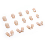 N-158 - Shiny White Pearl   - Press On Nail Set Of 24 - Free 24 Pcs Sticker Sheet Included